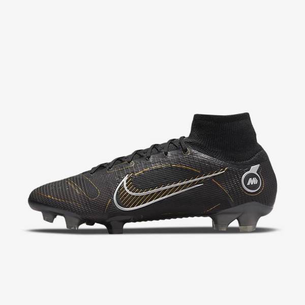 Nike Mercurial Superfly 8 Elite FG Firm-Grounds Ženske Tenisice Za Nogomet Crne Metalne Srebrne Sive Metalne Zlatne | NK093HSE