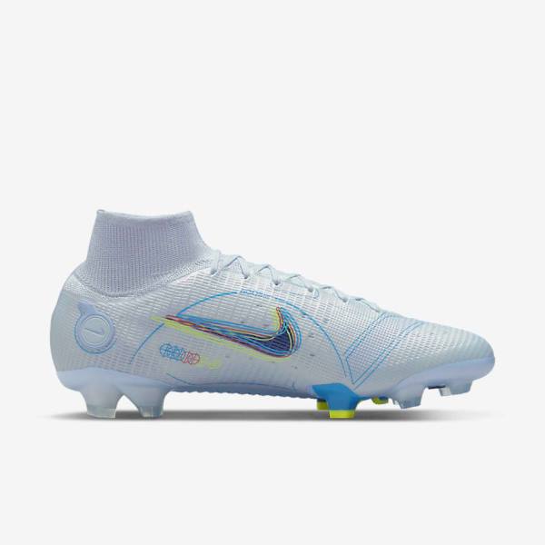 Nike Mercurial Superfly 8 Elite FG Firm-Grounds Muške Tenisice Za Nogomet Sive Svijetlo Plave Plave | NK452OFZ