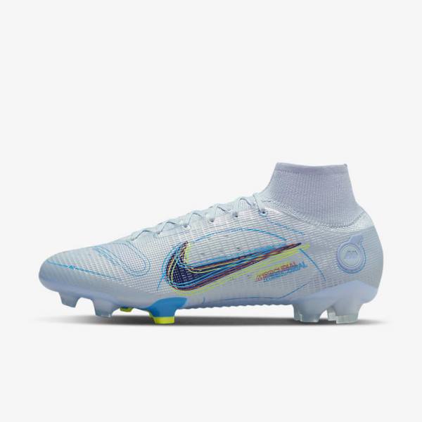 Nike Mercurial Superfly 8 Elite FG Firm-Grounds Muške Tenisice Za Nogomet Sive Svijetlo Plave Plave | NK452OFZ