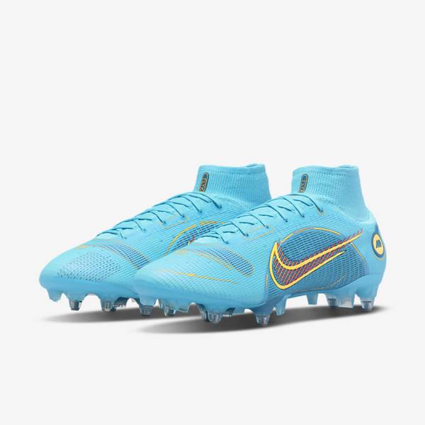 Nike Mercurial Superfly 8 Elite SG-PRO Anti-Clog Traction Soft-Ground Ženske Tenisice Za Nogomet Plave Narančaste | NK165CKM