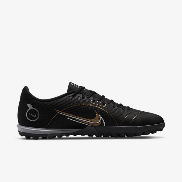 Nike Mercurial Vapor 14 Academy TF Turf Ženske Tenisice Za Nogomet Crne Metalne Srebrne Sive Metalne Zlatne | NK720GFR