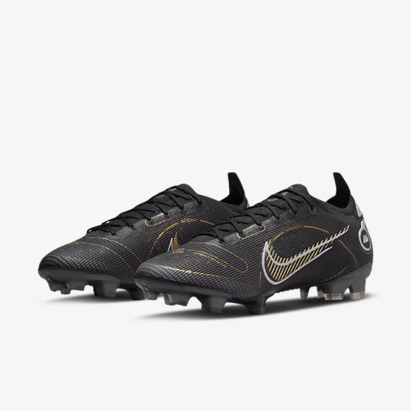 Nike Mercurial Vapor 14 Elite FG Firm-Grounds Muške Tenisice Za Nogomet Crne Metalne Srebrne Sive Metalne Zlatne | NK052HBI