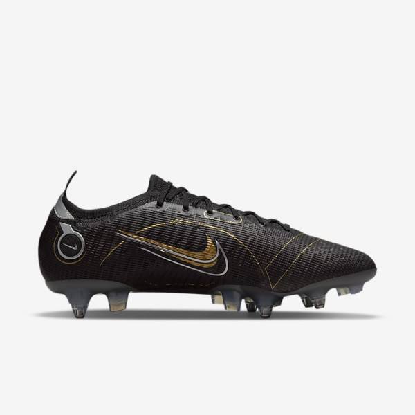 Nike Mercurial Vapor 14 Elite SG-PRO Anti-Clog Traction Soft-Grounds Muške Tenisice Za Nogomet Crne Metalne Srebrne Sive Metalne Zlatne | NK589FGE