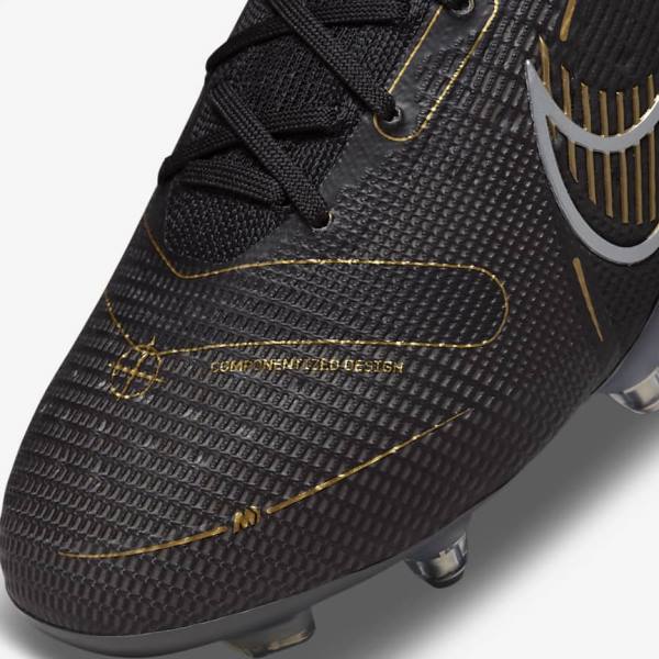 Nike Mercurial Vapor 14 Elite SG-PRO Anti-Clog Traction Soft-Grounds Muške Tenisice Za Nogomet Crne Metalne Srebrne Sive Metalne Zlatne | NK589FGE