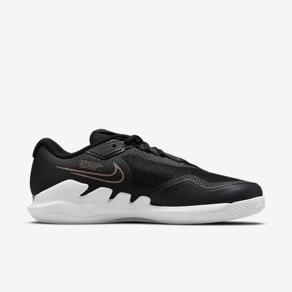 Nike NikeCourt Air Zoom Vapor Pro Clay Court Ženske Tenisice Za Tenis Crne Bijele Metalne Crvene Smeđe | NK816UTK