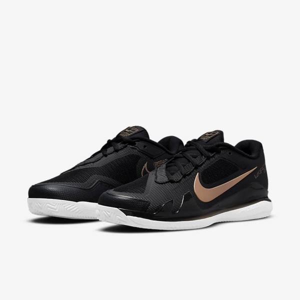 Nike NikeCourt Air Zoom Vapor Pro Clay Court Ženske Tenisice Za Tenis Crne Bijele Metalne Crvene Smeđe | NK816UTK