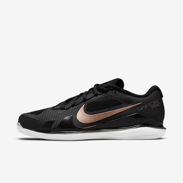 Nike NikeCourt Air Zoom Vapor Pro Clay Court Ženske Tenisice Za Tenis Crne Bijele Metalne Crvene Smeđe | NK816UTK