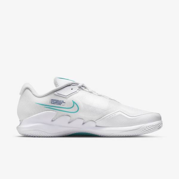 Nike NikeCourt Air Zoom Vapor Pro Clay Court Muške Tenisice Za Tenis Bijele Svijetlo Bež Kraljevska Plava Plave Tirkizne | NK816WNL