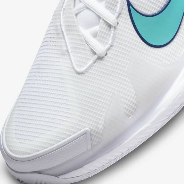 Nike NikeCourt Air Zoom Vapor Pro Clay Court Muške Tenisice Za Tenis Bijele Svijetlo Bež Kraljevska Plava Plave Tirkizne | NK816WNL