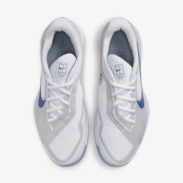 Nike NikeCourt Air Zoom Vapor Pro Hard-Court Muške Tenisice Za Tenis Bijele Sive Tamnoplave | NK312ZQN