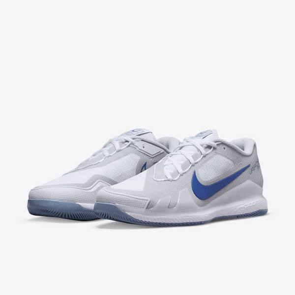 Nike NikeCourt Air Zoom Vapor Pro Hard-Court Muške Tenisice Za Tenis Bijele Sive Tamnoplave | NK312ZQN