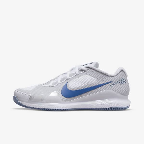 Nike NikeCourt Air Zoom Vapor Pro Hard-Court Muške Tenisice Za Tenis Bijele Sive Tamnoplave | NK312ZQN