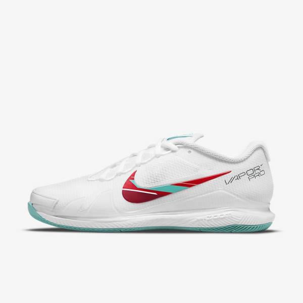 Nike NikeCourt Air Zoom Vapor Pro Hard-Court Ženske Tenisice Za Tenis Bijele Crvene Bordo Tirkizne | NK510TFA