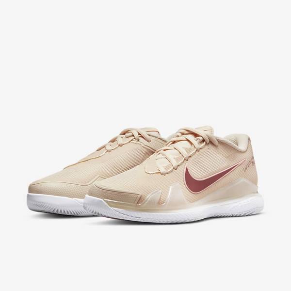 Nike NikeCourt Air Zoom Vapor Pro Hard-Court Ženske Tenisice Za Tenis Bijele Koraljne Crvene | NK532HKJ