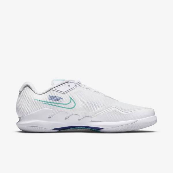 Nike NikeCourt Air Zoom Vapor Pro Hard-Court Muške Tenisice Za Tenis Bijele Svijetlo Bež Kraljevska Plava Plave Tirkizne | NK546HNA