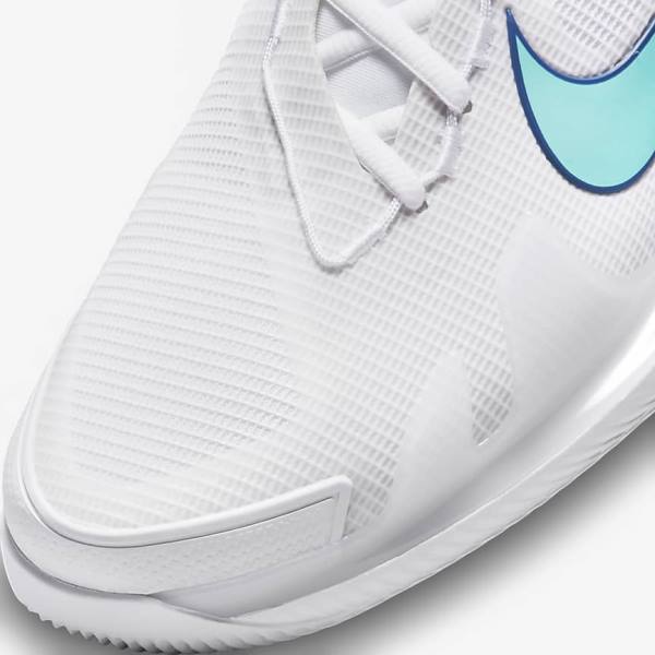 Nike NikeCourt Air Zoom Vapor Pro Hard-Court Muške Tenisice Za Tenis Bijele Svijetlo Bež Kraljevska Plava Plave Tirkizne | NK546HNA