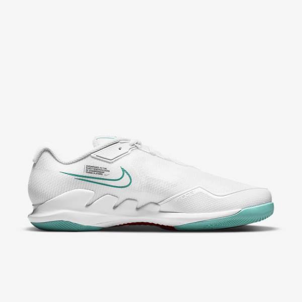 Nike NikeCourt Air Zoom Vapor Pro Hard-Court Muške Tenisice Za Tenis Bijele Crvene Bordo Tirkizne | NK721UEN