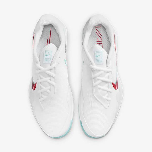 Nike NikeCourt Air Zoom Vapor Pro Hard-Court Muške Tenisice Za Tenis Bijele Crvene Bordo Tirkizne | NK721UEN