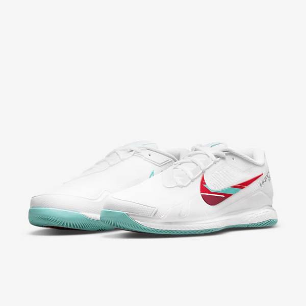 Nike NikeCourt Air Zoom Vapor Pro Hard-Court Muške Tenisice Za Tenis Bijele Crvene Bordo Tirkizne | NK721UEN