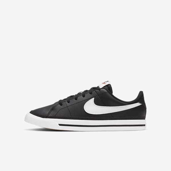 Nike NikeCourt Legacy Older Dječje Tenisice Crne Svijetlo Smeđe Bijele | NK034BJS