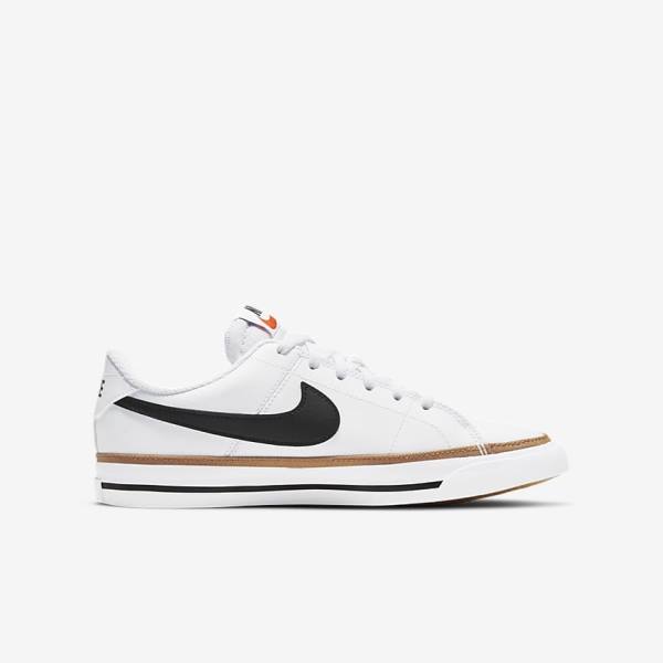 Nike NikeCourt Legacy Older Dječje Tenisice Bijele Svijetlo Smeđe Crne | NK193MYZ