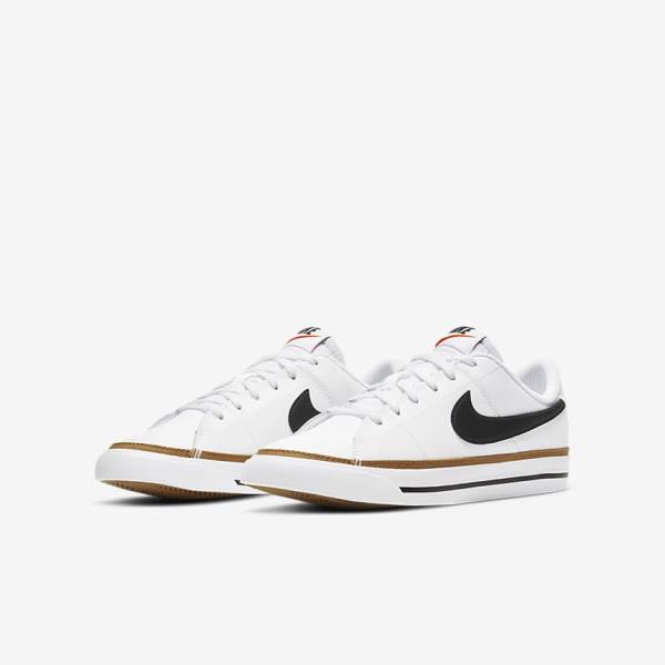 Nike NikeCourt Legacy Older Dječje Tenisice Bijele Svijetlo Smeđe Crne | NK193MYZ