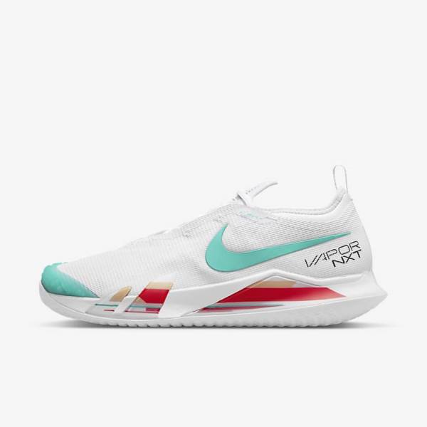 Nike NikeCourt React Vapor NXT Hard-Court Muške Tenisice Za Tenis Bijele Crvene Bordo Tirkizne | NK108JYH