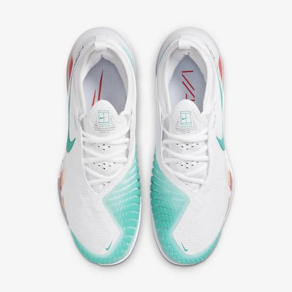 Nike NikeCourt React Vapor NXT Hard Court Ženske Tenisice Za Tenis Bijele Crvene Bordo Tirkizne | NK296NEF