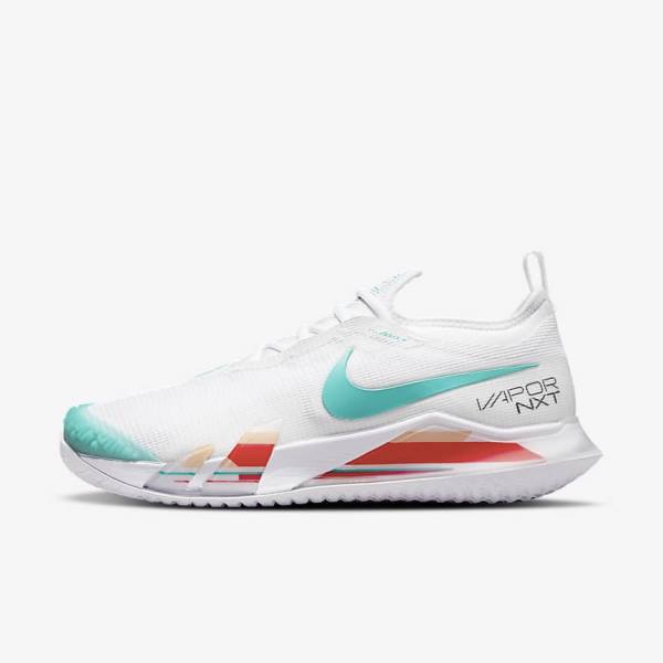 Nike NikeCourt React Vapor NXT Hard Court Ženske Tenisice Za Tenis Bijele Crvene Bordo Tirkizne | NK296NEF