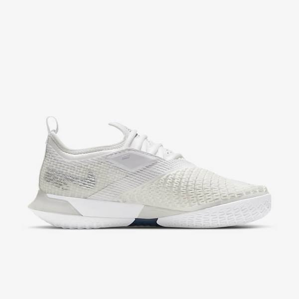 Nike NikeCourt React Vapor NXT Hard Court Ženske Tenisice Za Tenis Bijele Sive Metalne Srebrne | NK764KNG