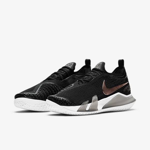 Nike NikeCourt React Vapor NXT Hard Court Ženske Tenisice Za Tenis Crne Metalne Crvene Smeđe Bijele | NK827YEB