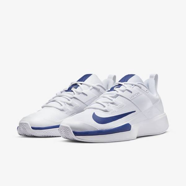 Nike NikeCourt Vapor Lite Clay Court Muške Tenisice Za Tenis Bijele Kraljevska Plava Plave | NK715SOL