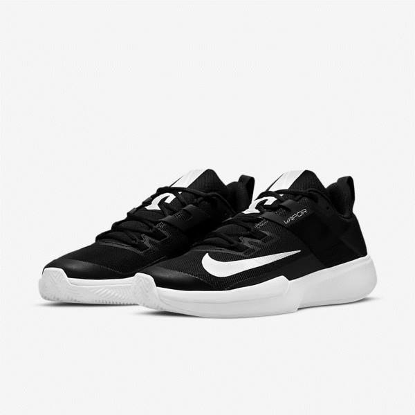 Nike NikeCourt Vapor Lite Clay Court Muške Tenisice Za Tenis Crne Bijele | NK841UEG