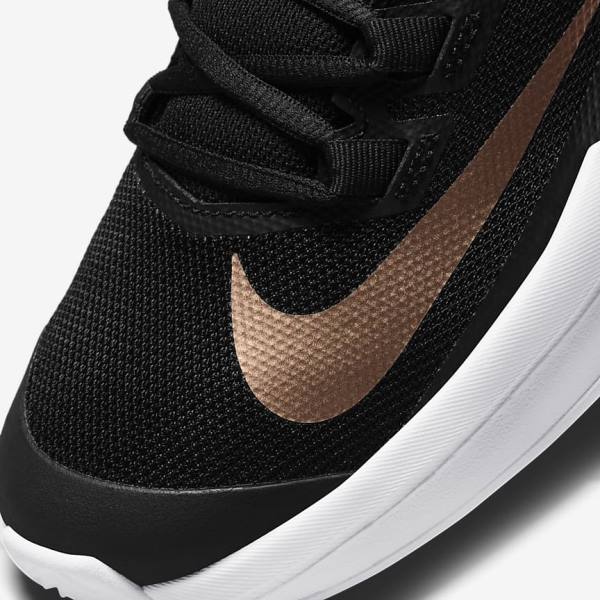 Nike NikeCourt Vapor Lite Clay-Court Ženske Tenisice Za Tenis Crne Bijele Metalne Crvene Smeđe | NK142ULF