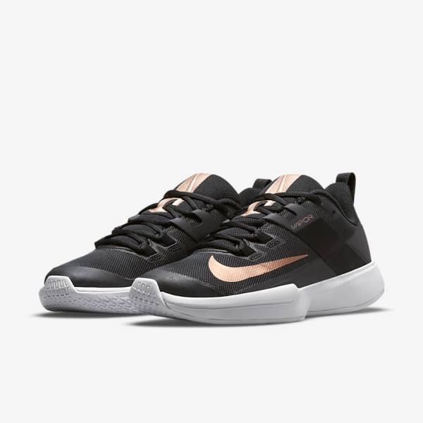 Nike NikeCourt Vapor Lite Hard-Court Ženske Tenisice Za Tenis Crne Bijele Metalne Crvene Smeđe | NK395HYW