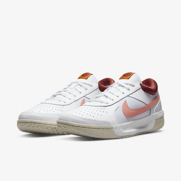 Nike NikeCourt Zoom Lite 3 Ženske Tenisice Za Tenis Bijele Crvene Bijele Svijetlo | NK185LUK