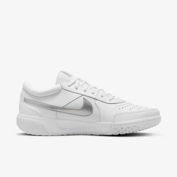 Nike NikeCourt Zoom Lite 3 Ženske Tenisice Za Tenis Bijele Metalne Srebrne | NK863RVQ