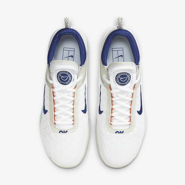 Nike NikeCourt Zoom NXT Hard Court Muške Tenisice Za Tenis Bijele Svijetlo Bež Tirkizne Kraljevska Plava Plave | NK983HWN