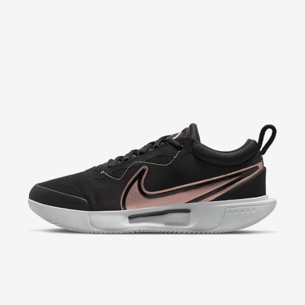 Nike NikeCourt Zoom Pro Clay Court Ženske Tenisice Za Tenis Crne Bijele Metalne Crvene Smeđe | NK154CNV