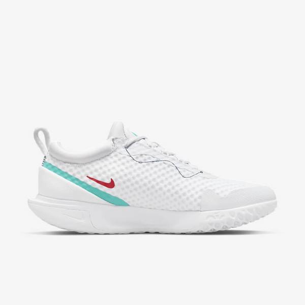 Nike NikeCourt Zoom Pro Hard Court Muške Tenisice Za Tenis Bijele Crvene Bordo Tirkizne | NK783XQO