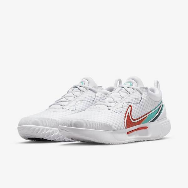 Nike NikeCourt Zoom Pro Hard Court Muške Tenisice Za Tenis Bijele Crvene Bordo Tirkizne | NK783XQO