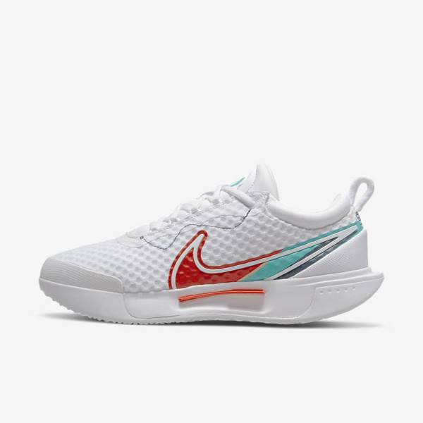 Nike NikeCourt Zoom Pro Hard Court Ženske Tenisice Za Tenis Bijele Crvene Bordo Tirkizne | NK594NDS