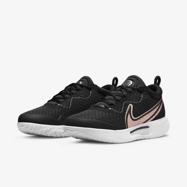 Nike NikeCourt Zoom Pro Hard Court Ženske Tenisice Za Tenis Crne Bijele Metalne Crvene Smeđe | NK597QVD