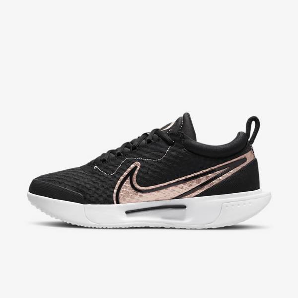 Nike NikeCourt Zoom Pro Hard Court Ženske Tenisice Za Tenis Crne Bijele Metalne Crvene Smeđe | NK597QVD