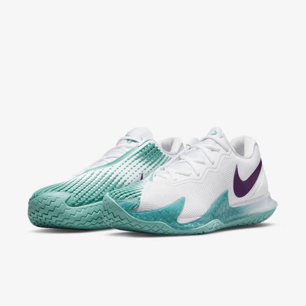 Nike NikeCourt Zoom Vapor Cage 4 Rafa Hard Court Muške Tenisice Za Tenis Bijele Tirkizne Crvene Ljubičaste | NK345BHW