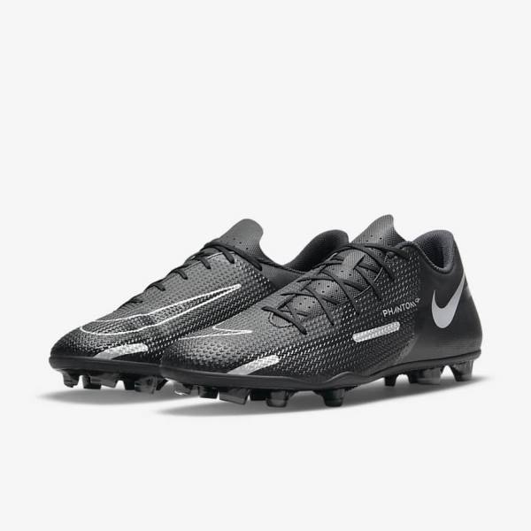 Nike Phantom GT2 Club MG Multi-Ground Muške Tenisice Za Nogomet Crne Tamno Sive Metalne Srebrne | NK083JOC