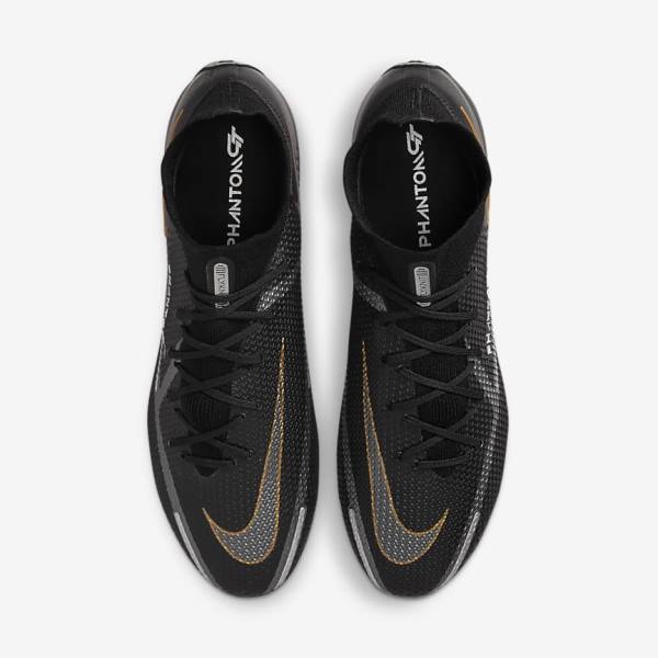 Nike Phantom GT2 Dynamic Fit Elite AG-Pro Artificial-Grass Ženske Tenisice Za Nogomet Crne Metalne Zlatne Metalne Srebrne Metalne Tamno Sive | NK078TYF