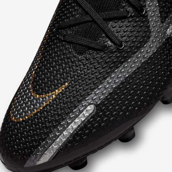 Nike Phantom GT2 Dynamic Fit Elite AG-Pro Artificial-Grass Ženske Tenisice Za Nogomet Crne Metalne Zlatne Metalne Srebrne Metalne Tamno Sive | NK078TYF