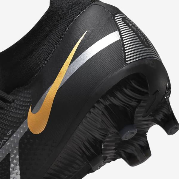 Nike Phantom GT2 Pro Dynamic Fit FG Firm-Ground Ženske Tenisice Za Nogomet Crne Metalne Zlatne Metalne Srebrne Metalne Tamno Sive | NK031VOS