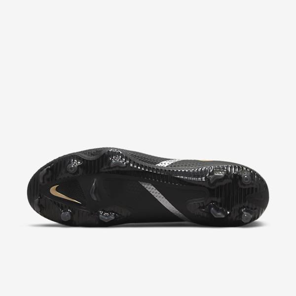 Nike Phantom GT2 Pro Dynamic Fit FG Firm-Ground Muške Tenisice Za Nogomet Crne Metalne Zlatne Metalne Srebrne Metalne Tamno Sive | NK806IJQ